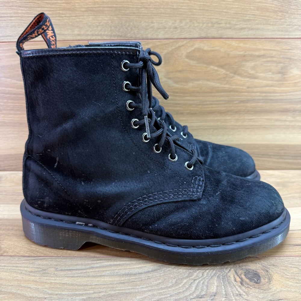 Dr Martens X BEAMS Combat Boots Suede Mens 9 Black Grunge Punk Y2K 1460 B